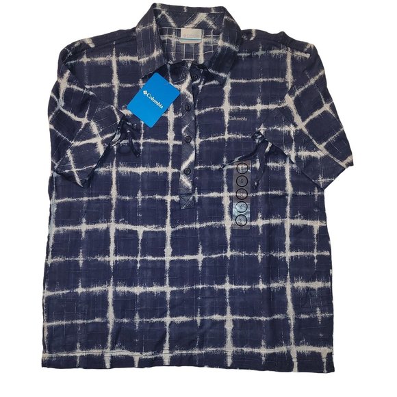 Columbia Tops - NWT Columbia Women's Small Petite Fishing Shirt Blue and White SS